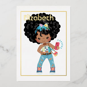 Pink and Gold African American Selfie Birthday