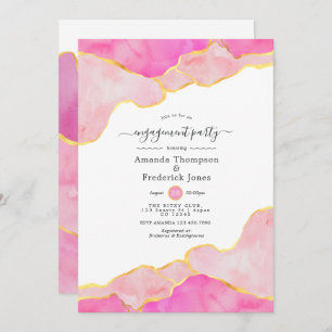 Pink and Gold Agate Engagement Party Invitation