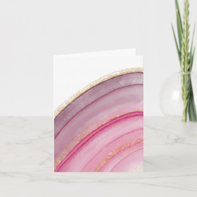 Pink And Gold Agate Notecards (Front)