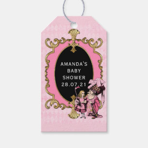 Pink and Gold Alice In Wonderland Baby Shower Gift Tags