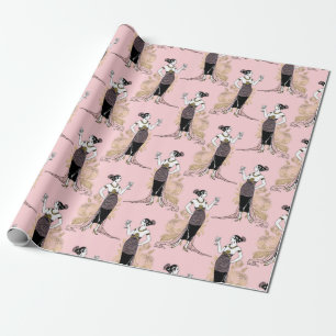 Pink and Gold Art Deco Wine themed Wrapping Paper