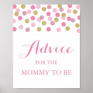 Pink and Gold Baby Shower Advice for Mummy Sign