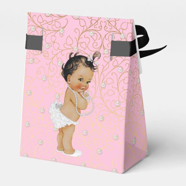 Pink and Gold Baby Shower Favour Tent Favour Box (Back Side)