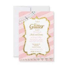 Pink and gold baby shower invitation