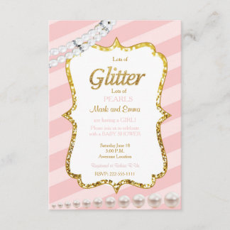 Pink and gold baby shower invitation