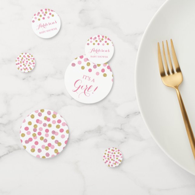 Pink and Gold Baby Shower Table Confetti (Group)