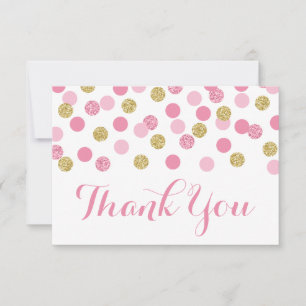 Pink and Gold Baby Shower Thank You Cards Flat