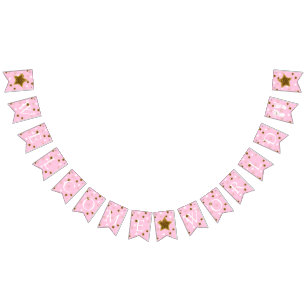 Pink and Gold Baby Shower Welcome World Footprint Bunting