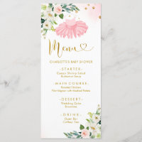 Pink and Gold Ballerina Tutu Baby Shower Menu