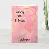 Pink and Gold Ballet 10th Birthday Card