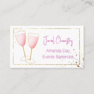 Pink and Gold Bartender-Barmaid Business Card