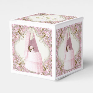 Pink and Gold Bassinet Baby Shower Favour Box