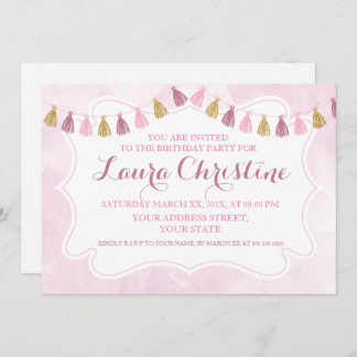 Pink and Gold Birthday Invitation