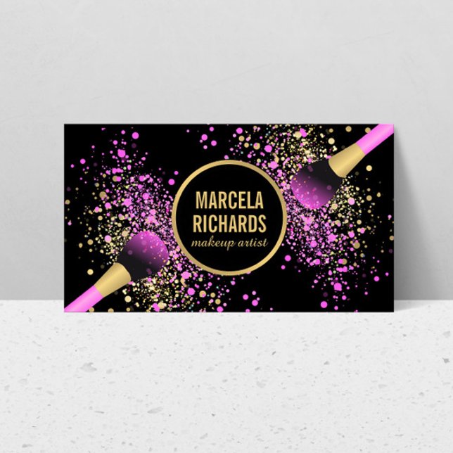 Pink and Gold Blush Confetti Makeup Artist Business Card (Creator Uploaded)