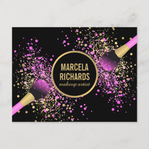 Pink and Gold Blush Confetti Makeup Artist Postcard