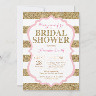 Pink and Gold Bridal Shower Invitation Glitter