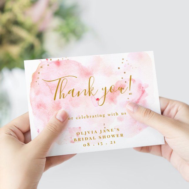 Pink And Gold Bridal Shower Thank You Cards (Creator Uploaded)