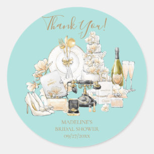 Pink and Gold Bridal Shower Thank You Classic Roun Round Sticker