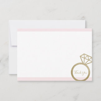 Pink and Gold Bridal Shower Thank You Note Card
