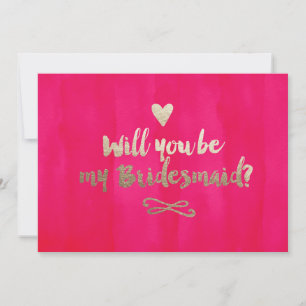 Pink and Gold Bridesmaid Card