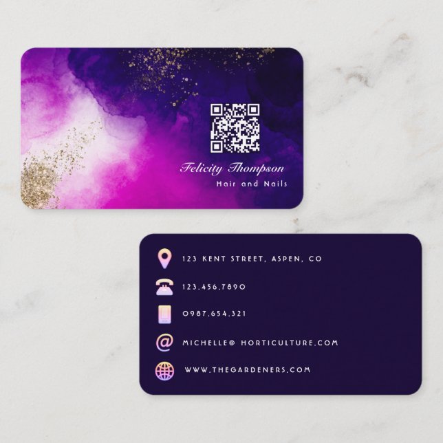 Pink and Gold Brushstrokes Business Card (Front/Back)