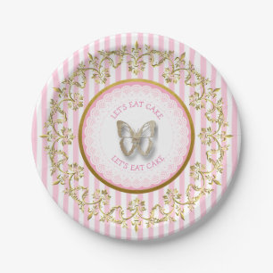 Pink and Gold Butterfly Baby Shower Plates