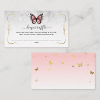 Pink and Gold Butterfly Diaper Raffle Ticket