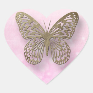 Pink and  Gold Butterfly Stickers