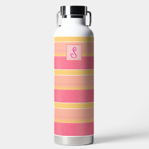 Pink and Gold Cabana Stripe  Water Bottle