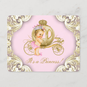 Pink and Gold Carriage Girls Princess Baby Shower Invitation
