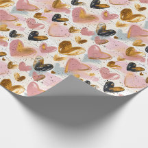 Pink and Gold Chalk Hearts Valentine's Day