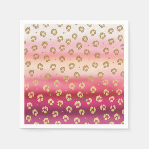 Pink and Gold Cheetah Leopard Birthday Party  Napkin