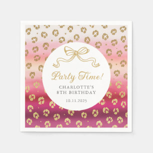 Pink and Gold Cheetah Leopard Birthday Party  Napkin