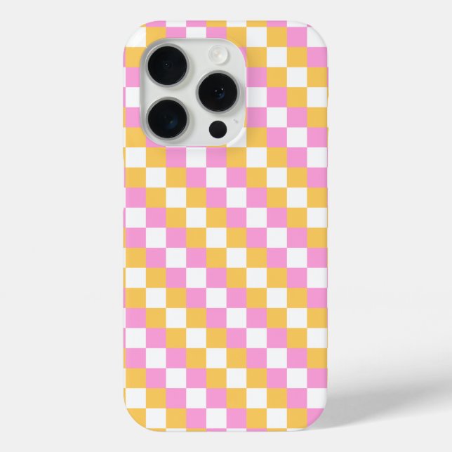 Pink and Gold Chequerboard Case-Mate iPhone Case (Back)