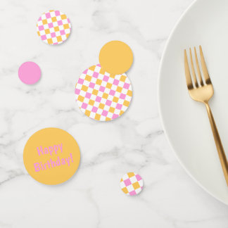 Pink and Gold Chequered Personalizable Confetti