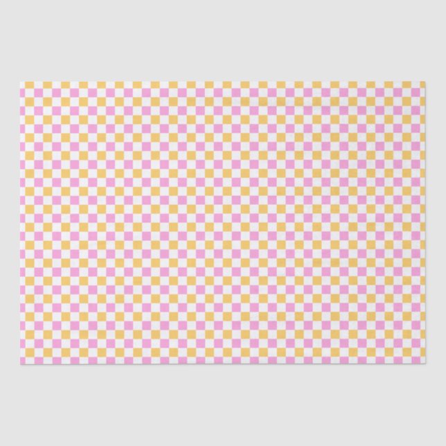 Pink and Gold Chequered Tissue Paper (Front)