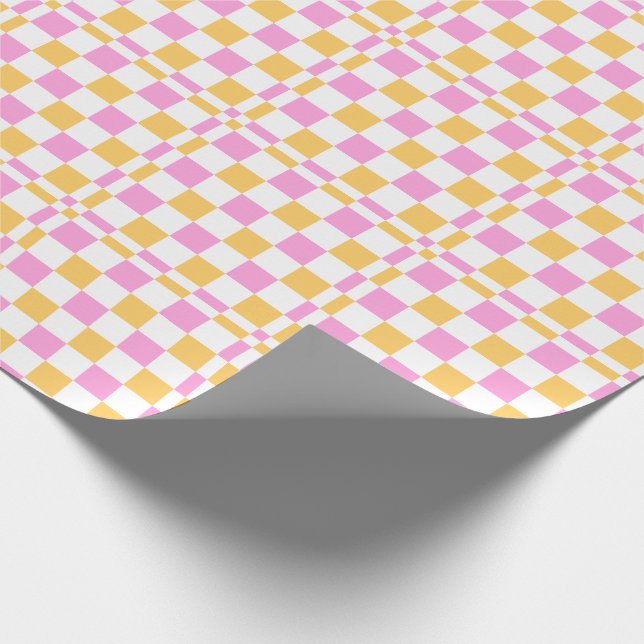 Pink and Gold Chequered Wrapping Paper (Corner)
