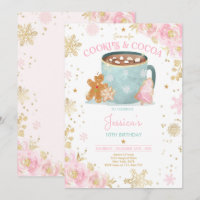 Pink And Gold Christmas Cookies and Cocoa Birthday