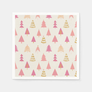Pink and Gold Christmas Trees  Napkin