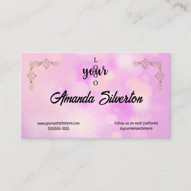 Pink and Gold Company Logo  Business Card (Front)