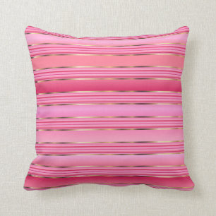 Pink and Gold Cotton Candy Pink Stripes Cushion