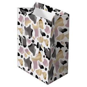 Pink and Gold Cow Print Birthday Gift Bag