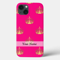 Pink and gold crown pattern