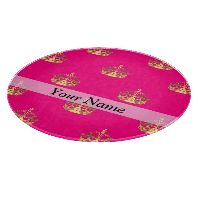 Pink and gold crown pattern cutting board (Corner)