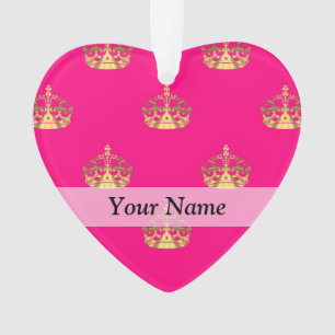 Pink and gold crown pattern ornament
