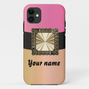 Pink and gold customisable iPhone 11 case