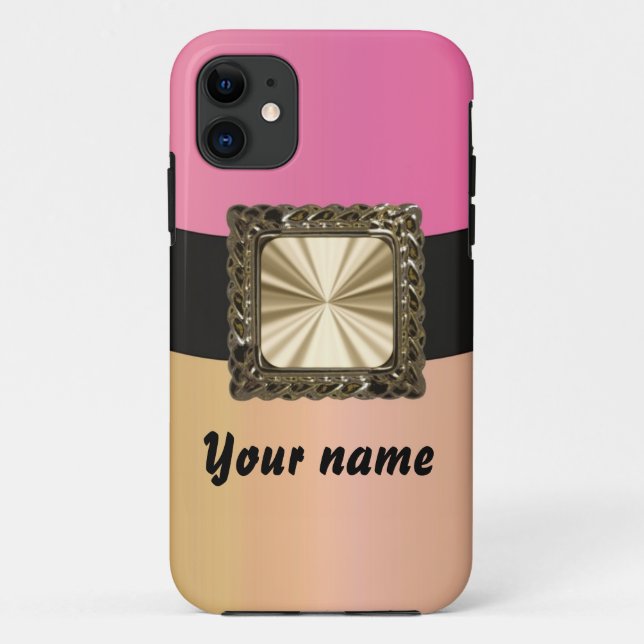 Pink  and gold customisable Case-Mate iPhone case (Back)