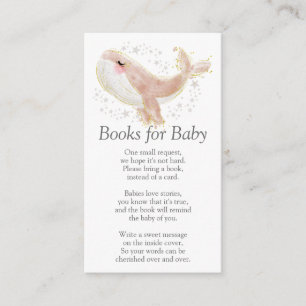 Pink and Gold Cute Whale Books for Baby Shower Enc Enclosure Card