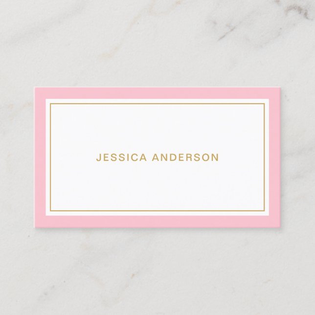 Pink And Gold Elegant Feminine Business Card (Front)