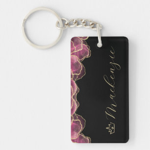 Pink and Gold Elegant Script Personalised Key Ring